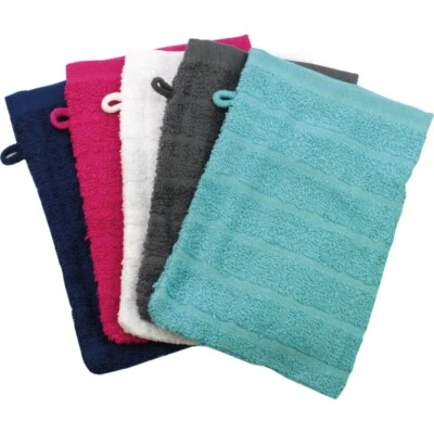 5 X Gants de Toilette Douche Bain 100% Coton 21 x 16 cm - Photo 1/2