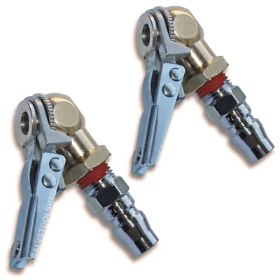 Air Tyre Chuck 2pc Ball Tire with Valve Stem Lock On Clip Inflator Steel Fitting - image 1 of 4