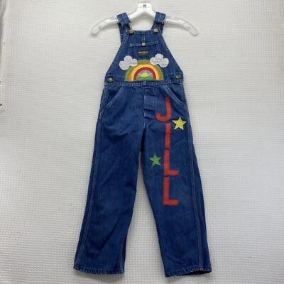 Mono de mezclilla azul sanforizado hecho en Unión OshKosh vintage talla 6-7? Raro Foto 1 de 4