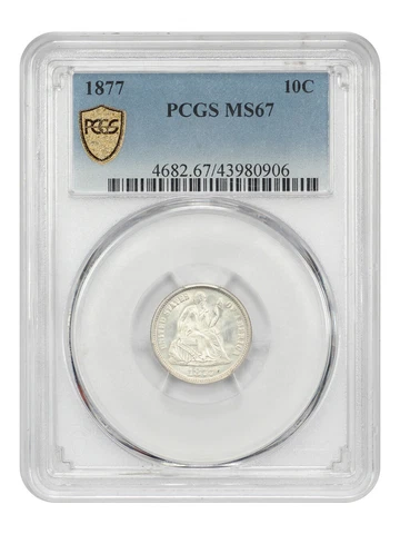 1877 10c PCGS MS67 Cover