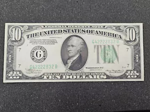 🌟 FR#2006 $10 1934-A Federal Reserve Note CHICAGO DGS Dark Green Seal UNC - Picture 1 of 6