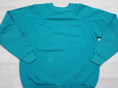 Sudadera Tultex Vintage Blanco Turquesa Lisa Talla Adulto (L) Hecha en EE. UU. Años 90 Foto 1 de 4