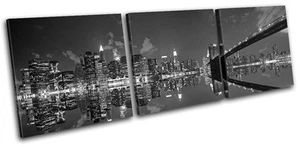 New York NYC Skyline City TREBLE CANVAS WALL ART Picture Print VA - Picture 1 of 1