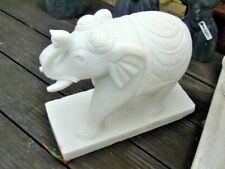 statue d un éléphant debout en pierre marbre blanc , nouveau !