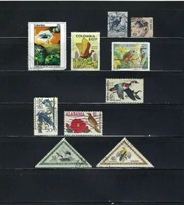 BIRDS OF COLOMBIA.- INDIA.- U.S.A.- HUNGARY USED (10) - Picture 1 of 2