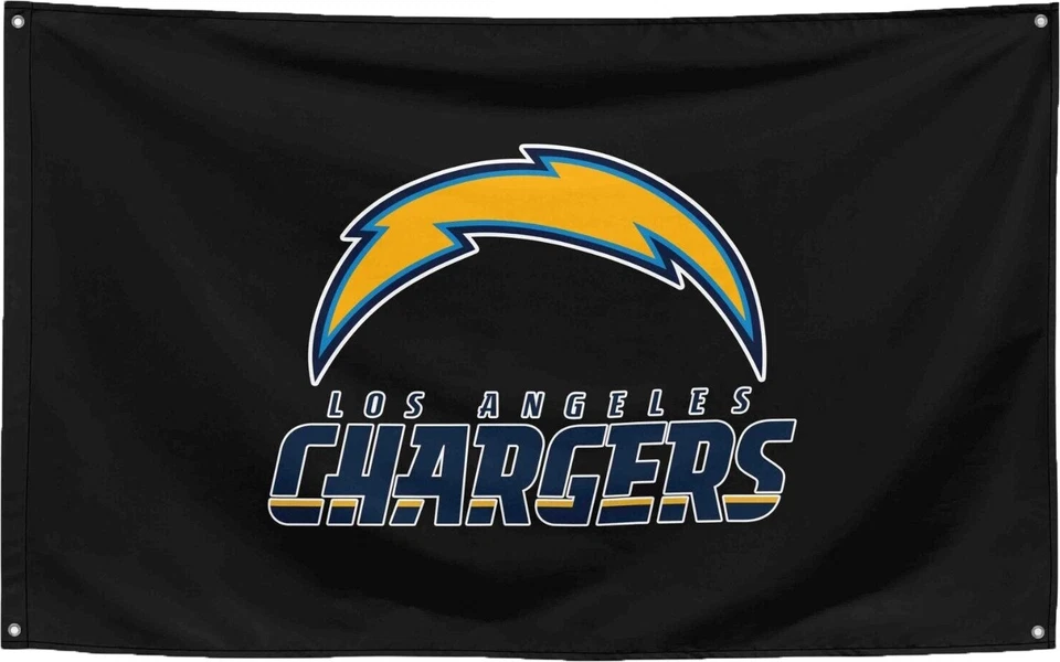 Bandera negra para fanáticos del fútbol americano de Los Angeles Chargers de 3x5 pies - Banner de regalo ideal de la NFL Foto 1 de 1