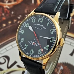 Uhr RAKETA PILOT Herren Dresswatch Mechanismus 2609.HA Sturmanskie UdSSR Gold - Bild 1 von 20