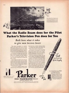 Print Ad Parker Pens 1937 Television Pen Full Page Large Magazine 10.5"x13.5" - Picture 1 of 1