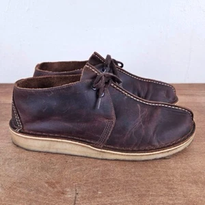 Clarks Original Desert Trek Brown Leather Shoes MENS 10.5 44 Waxed Lace-Up - Picture 1 of 9