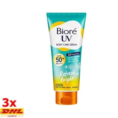 3x Biore UV Anti-Pollution Body Care Serum Refresh Bright SPF50+/PA+++ 150ml - Image 1 of 4