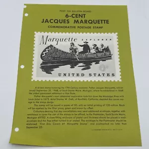 1968 6¢ Jacques Marquette Commemorative US Postage Stamp FDC Advertising - Picture 1 of 5