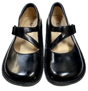 Alegria Jil 011 Mary Jane Shoes Womens 37 EU 7-7.5 US Black Leather Adjustable - Picture 1 of 14