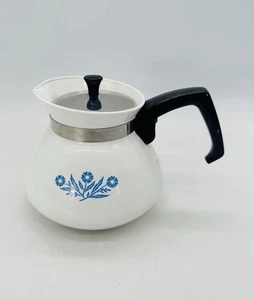 Vintage Corning Ware Blue Cornflower 6 Cup Coffee Tea Pot W/ Lid RARE - Picture 1 of 5