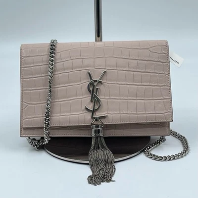 Auténtico Saint Laurent Kate Pompom Pequeño Cuero Rosa 111410 Foto 1 de 4