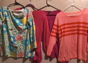 Lot Of 4 Talbot's 3/4 & Long Sleeve Women's Tops Sz L Pinks Flowers Stripe - Picture 1 of 15