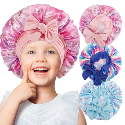 3 Piezas Gorros Niños para Niñas, Gorro de Seda Suave para Niños, Gorros de Pelo Satinado Chi... Foto 1 de 4