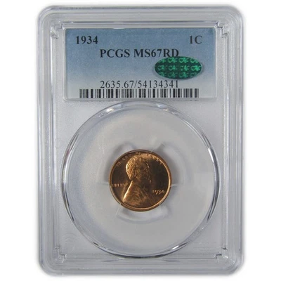 1934 Lincoln Wheat Cent MS 67 RD PCGS CAC Uncirculated SKU:I23348 - Image 1 of 4