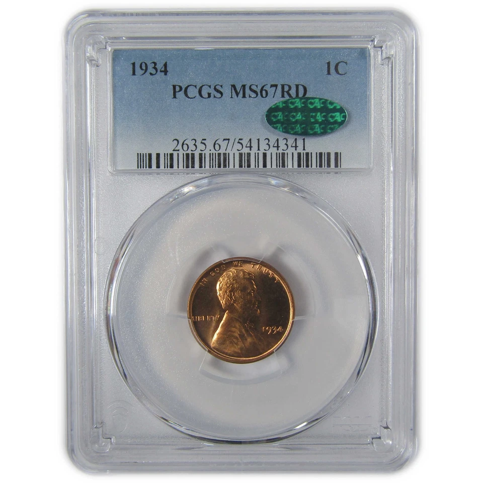 1934 Lincoln Wheat Cent MS 67 RD PCGS CAC Uncirculated SKU:I23348 - Image 1 of 4