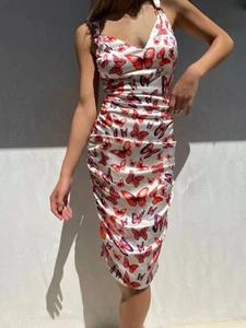 Mini Vestido Versace Elástico S/S 1995 Pasarela Mariposa 🦋 Blanco Seda Talla IT44 M - Imagen 1 de 24