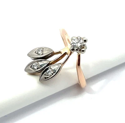 Ring im Jugendstil  585 Rosegold  mit Brillanten von zus. 0,27 ct   Russland - Bild 1 von 4