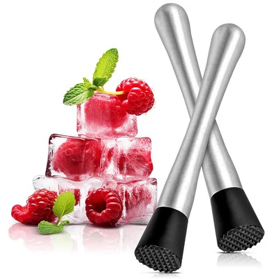 Stainless Steel Bar Muddler for Cocktails - 2Pcs Old Fashioned Silver, Black  - Image 1 of 4