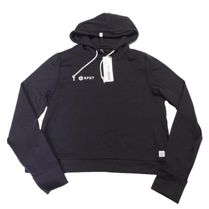 Rhoback Womens Tempo Performance Hoodie Womens M "Spot" Logo Black Solid NWT - Picture 1 of 11