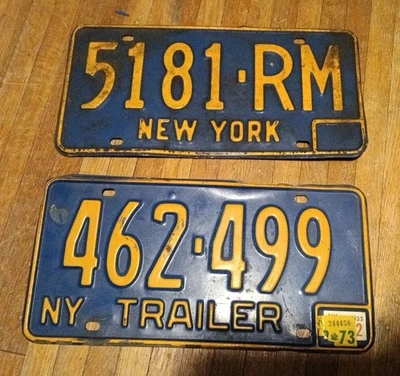 Lot of 2 Old New York1970"s License Plates  NY Tags Rusty - Image 1 of 2