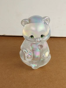 Fenton Iridescent Carnival Glass Hand Painted Bear Signed  - Picture 1 of 10