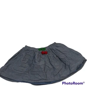 Girls Chambray Cotton Skirt Cherry Detail Size 5/6 - Picture 1 of 6