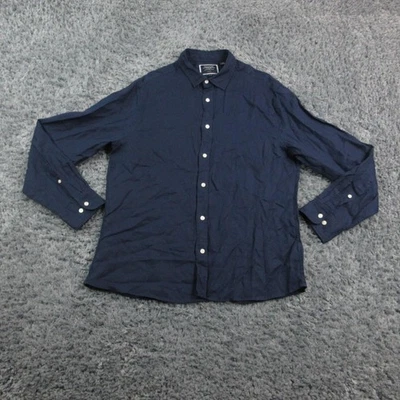 Camisa Charles Tyrwhitt Para Hombre Grande Azul Calce Ajustado 100% Lino Manga Larga Informal Foto 1 de 4