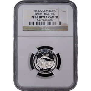 2006-S Silver South Dakota State Quarter - Proof ~ NGC PF 69 ULTRA CAMEO - Picture 1 of 2