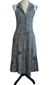 Roberta Oaks Petroglyphs Rind Dress Hawaiian Designer Aloha Wear Sz Medium - Picture 1 of 4