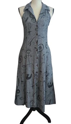 Vestido Roberta Oaks Petroglifos Corteza Diseñador Hawaiano Aloha Wear Talla Mediana Foto 1 de 4