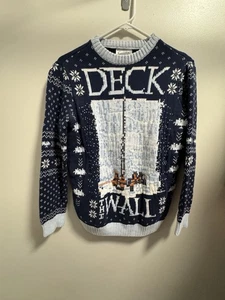 Game of Thrones Ugly Christmas Sweater Men’s Size M 'Deck the Wall' Blue - Picture 1 of 8