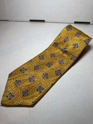 VTG Robert Talbott Best in Class Silk Tie Gold Blue Brown Geometric Jacquard USA - Image 1 of 4