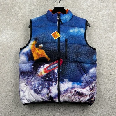 Old Navy Puffer Vest Kids Size 12 Full Zip Sleeveless Snowboard AOP Graphic NWT - Image 1 of 4