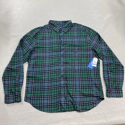 Nautica Shirt Mens Extra Large Navy Green Plaid Flannel Classic Fit - Image 1 of 4