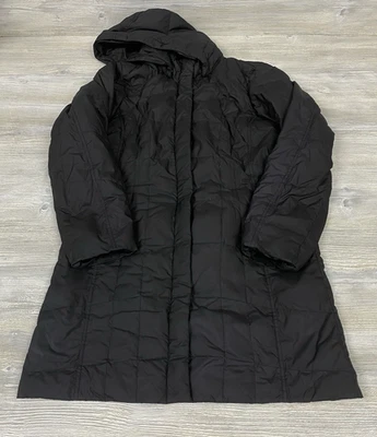 Abrigo Parka Eddie Bauer Mujer LT Plumón de Ganso Largo Con Capucha Negro Puffer Invierno Foto 1 de 4