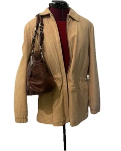 Giacca vintage anni 80 Wilson scamosciata marrone butterscotch taglia L regolazione vita silenziosa lux - Foto 1 di 11
