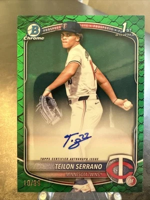 Teilon Serrano 2025 Bowman Chrome 1st True Green Reptilian Auto/99 Foto 1 de 3