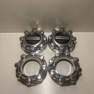 OEM Ford Center Hub Caps 2017-2025 Super Duty F250 F350 4x4 Chrome Set of 4 - Picture 1 of 16