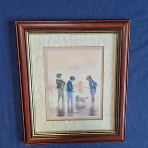 M&S St Michael Collecting Cockles by Gordon Grant Print Framed Vtg 11.5 x 10" - Picture 1 of 15