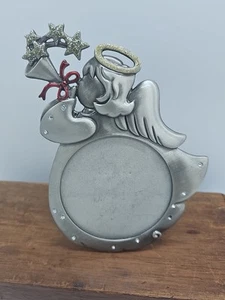 Silberfarbener Engelrahmen für 3,5 x 3,5 Foto ca. 7" hoch - Bild 1 von 8