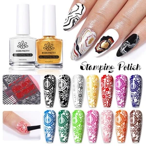 BORN NICE 10ml Stamping Smalto Oro Argento Nero Bianco Smalto Stampa UK - Foto 1 di 47