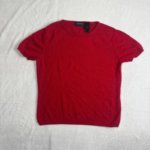 Liz Claiborne Red Silk Blend Short Sleeve Slim Fit Crew Neck Knitted Tee Women M - Picture 1 of 6