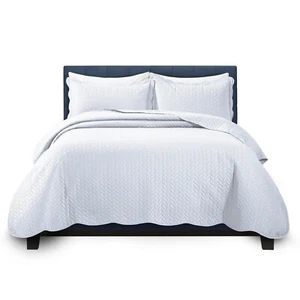 3 Piece Quilted Bedspread Queen King Size Ultra Soft Coverlet Embossed Bed Throw - Picture 1 of 75