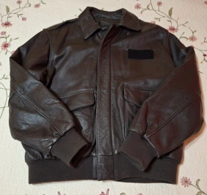 Chaqueta de bombardero de cuero negra para hombre XLarge Burk's Bay Aviation - Imagen 1 de 20