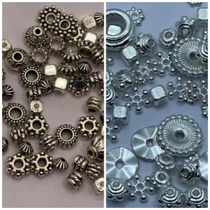 25g Tibetan silver or silver plated spacer beads mixed pack smaller sizes - Picture 1 of 8