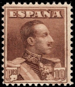 1922.MNH.Ed:**323dc.Alfonso XIII.Tipo Vaquer.10 pts castaño.Dentado 11 1/4.NO CA - Imagen 1 de 2