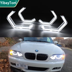 M4 Style LED Angel Eyes halo rings for BMW 3 Series E46 Sedan Convertible Coupe - Picture 1 of 12